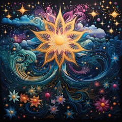 Wall Mural - fractal flower background