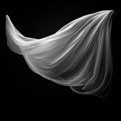 Wall Mural - white transparent veil on black background