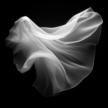 white transparent veil on black background