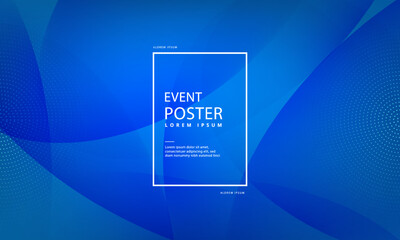Wall Mural - Event poster design background vector. Smooth curve blue wavy background

