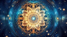 Cosmic Mandala, Digital Art Illustration, Generative AI