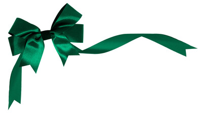 green ribbon with red bow on top left corner, transparent and white background, png image.