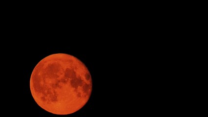 Wall Mural - a red dramatic moon in the dark sky. the hot air swirls in the moonlight