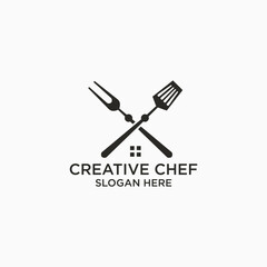 Wall Mural - Fast food chef home logo restaurant chef logo design concept Food Restaurant vector