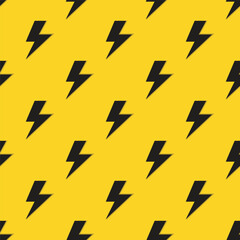 black lightning patternrepeating simple graphic lightning or lightning icon flat pattern seamless design on yellow background