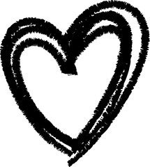 Wall Mural - Black paint heart shape frame illustration . Decorative doodle love symbol.