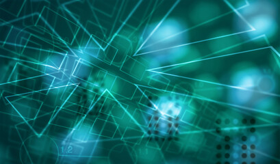 Poster - Futuristic technology background. Dark green colors. Copy space.