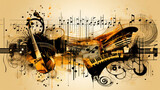 illustration of note key of music abstracts background