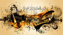 Illustration Of Note Key Of Music Abstracts Background