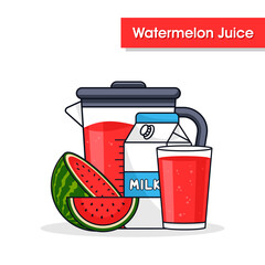 Wall Mural - Watermelon juice drink background design illustration