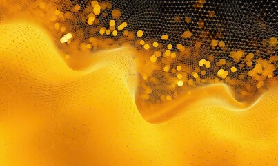 Wall Mural - Light through space. Golden web polygonal background. For banner, postcard, book illustration. Created with generative AI tools