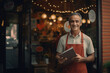 © Cavan - Small Business Owner Standing in Front of Restaurant AI Generated