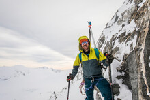 Portrait Of Happy Ski Mountaineer, Enjoying A Day In The Mountains
