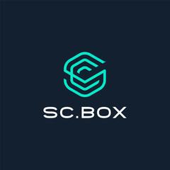 SC or CS letter logo design, Logotype box icon vector