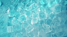Super Slow Motion Shot Of Freezing Ice Cubes Background With Fog Effect At 1000fps.