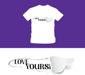 Wall Mural - Love yourself paper torn out typography design t-shirt editable template