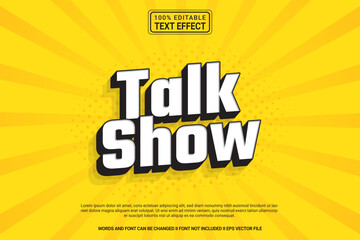 Editable text effect Talk Show 3d cartoon template stlye modren premium vector	
