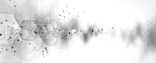 Aufkleber - Technology banner design with hexagons abstract background.
