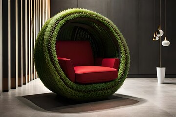 Organic Armchair Made with Plants and Natural Vegetation