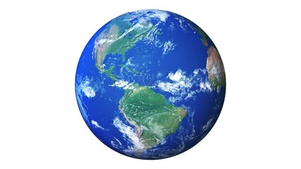 Wall Mural - This video features a seamless loop animation of the Earth rotating, set against a white background. The footage is endless and showcases the actual planet in continuous rotation