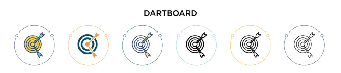 Poster - dartboard icon in filled, thin line, outline and stroke style. vector illustration of two colored an