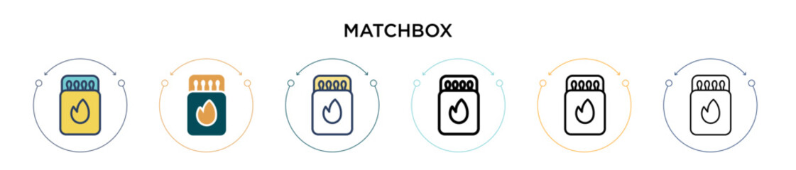 Poster - Matchbox icon in filled, thin line, outline and stroke style. Vector illustration of two colored and black matchbox vector icons designs can be used for mobile, ui, web