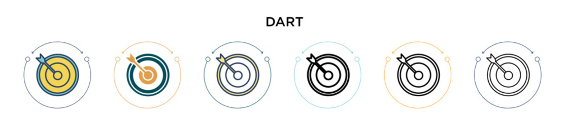 Poster - dart icon in filled, thin line, outline and stroke style. vector illustration of two colored and bla