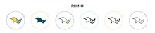 Rhino Icon In Filled, Thin Line, Outline And Stroke Style. Vector Illustration Of Two Colored And Black Rhino Vector Icons Designs Can Be Used For Mobile, Ui, Web