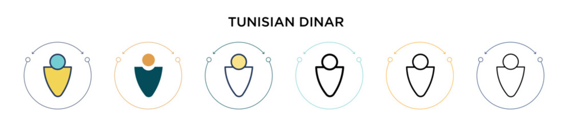 Poster - tunisian dinar icon in filled, thin line, outline and stroke style. vector illustration of two color
