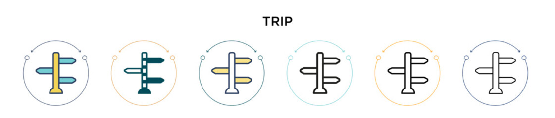 Poster - trip sign icon in filled, thin line, outline and stroke style. vector illustration of two colored an