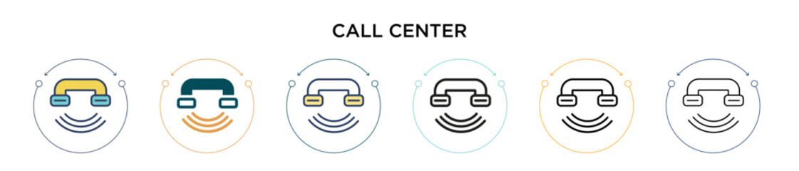 Poster - call center icon in filled, thin line, outline and stroke style. vector illustration of two colored 