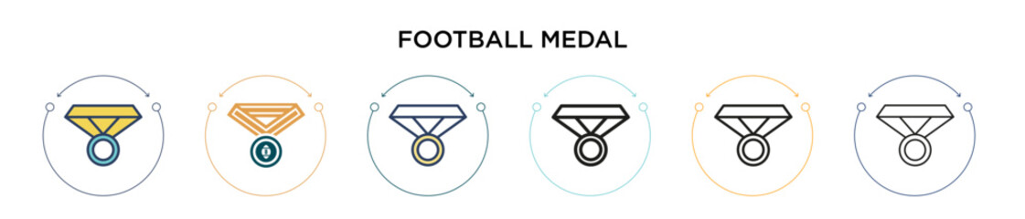 Poster - football medal icon in filled, thin line, outline and stroke style. vector illustration of two color