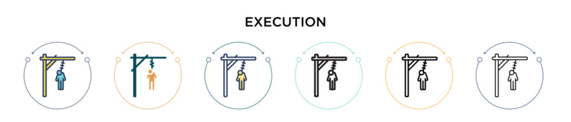 Poster - Execution icon in filled, thin line, outline and stroke style. Vector illustration of two colored and black execution vector icons designs can be used for mobile, ui, web