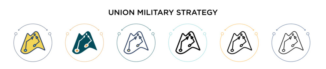 Wall Mural - union military strategy icon in filled, thin line, outline and stroke style. vector illustration of 