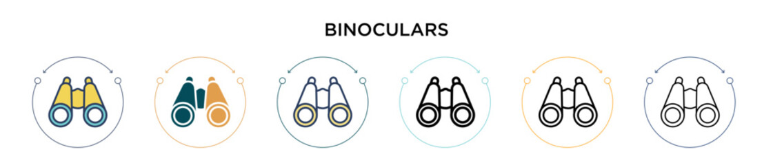 Poster - binoculars icon in filled, thin line, outline and stroke style. vector illustration of two colored a