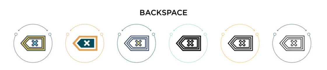 Poster - Backspace icon in filled, thin line, outline and stroke style. Vector illustration of two colored and black backspace vector icons designs can be used for mobile, ui, web