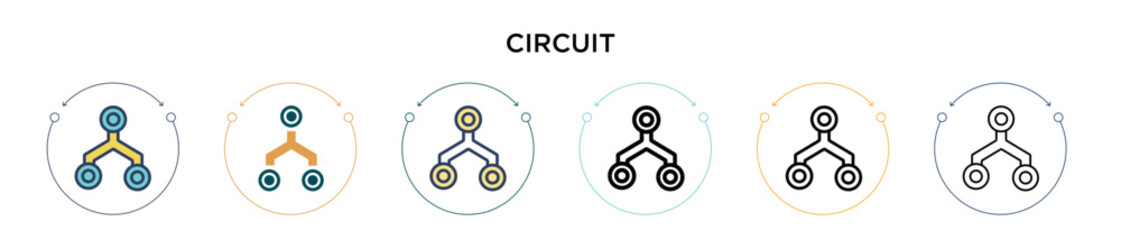 Poster - Circuit icon in filled, thin line, outline and stroke style. Vector illustration of two colored and black circuit vector icons designs can be used for mobile, ui, web