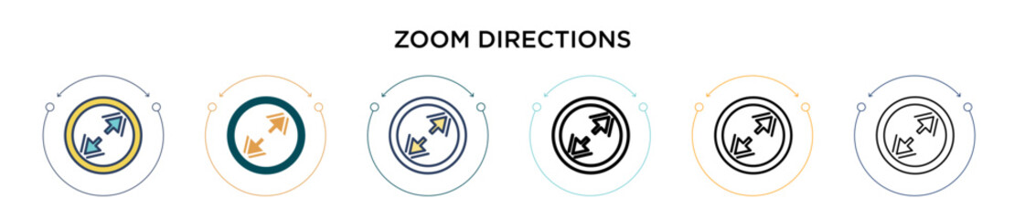 Poster - Zoom directions icon in filled, thin line, outline and stroke style. Vector illustration of two colored and black zoom directions vector icons designs can be used for mobile, ui, web