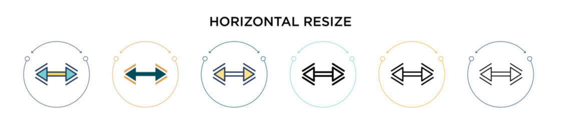 Poster - horizontal resize icon in filled, thin line, outline and stroke style. vector illustration of two co
