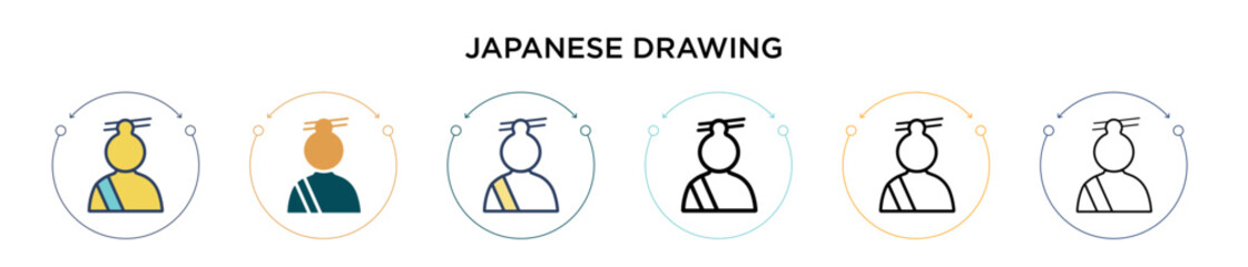 Japanese drawing icon in filled, thin line, outline and stroke style. Vector illustration of two colored and black japanese drawing vector icons designs can be used for mobile, ui, web