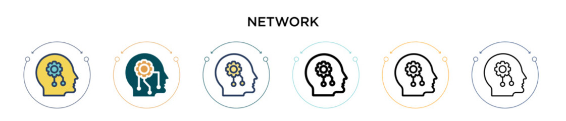 Poster - network icon in filled, thin line, outline and stroke style. vector illustration of two colored and 