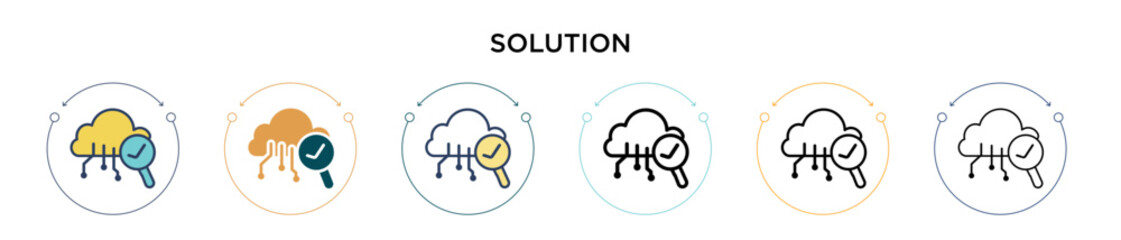 Poster - solution icon in filled, thin line, outline and stroke style. vector illustration of two colored and