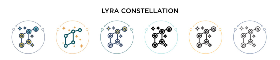 Poster - lyra constellation icon in filled, thin line, outline and stroke style. vector illustration of two c