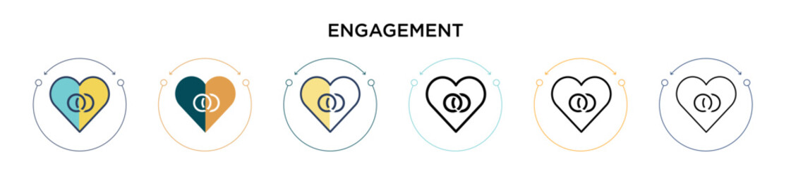 Poster - engagement icon in filled, thin line, outline and stroke style. vector illustration of two colored a