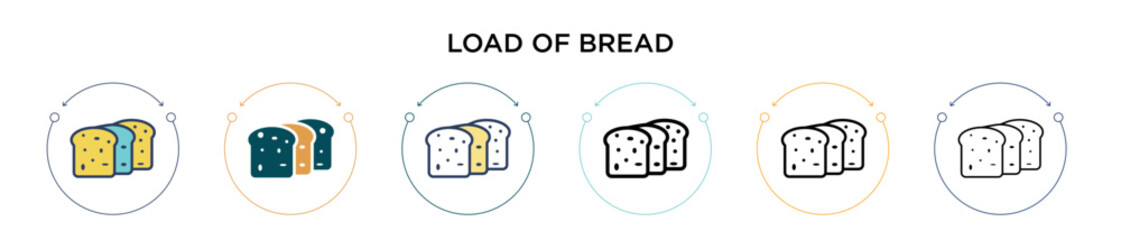 Poster - load of bread icon in filled, thin line, outline and stroke style. vector illustration of two colore