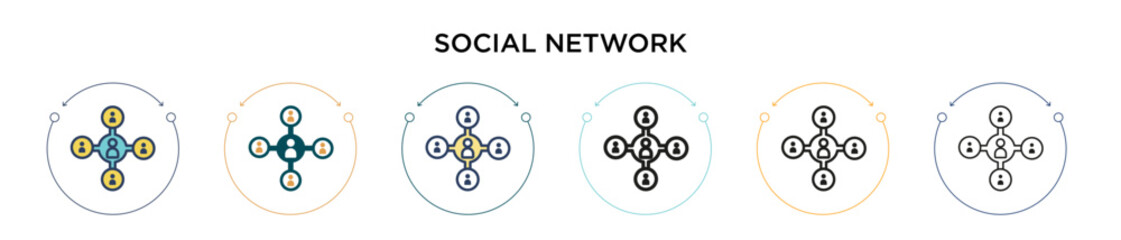 Poster - social network icon in filled, thin line, outline and stroke style. vector illustration of two color