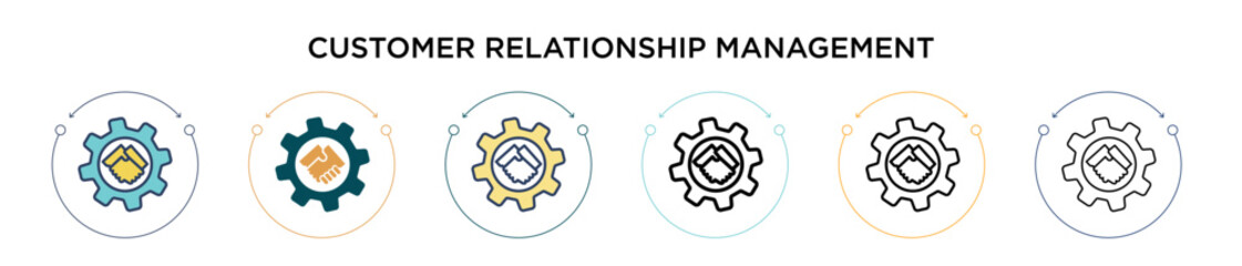 Poster - customer relationship management icon in filled, thin line, outline and stroke style. vector illustr