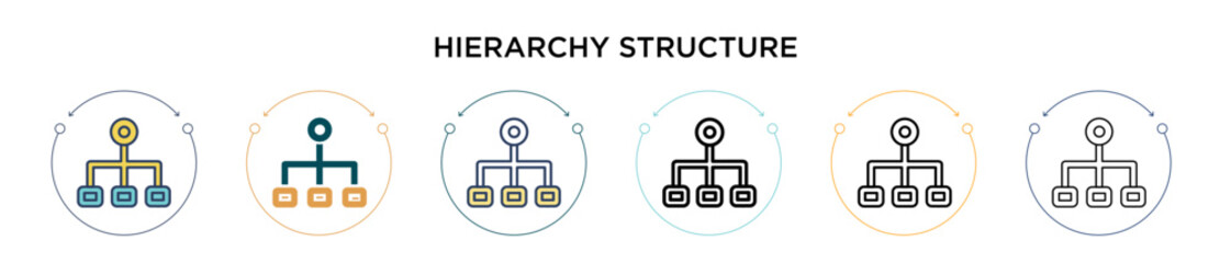 Poster - Hierarchy structure icon in filled, thin line, outline and stroke style. Vector illustration of two colored and black hierarchy structure vector icons designs can be used for mobile, ui, web