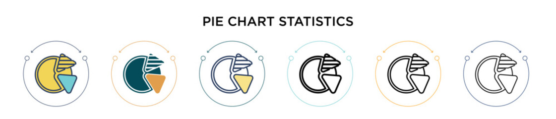 Poster - Pie chart statistics icon in filled, thin line, outline and stroke style. Vector illustration of two colored and black pie chart statistics vector icons designs can be used for mobile, ui, web