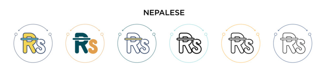 Wall Mural - nepalese icon in filled, thin line, outline and stroke style. vector illustration of two colored and
